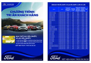Chương trình Tri ân khách hàng của Sài Gòn Ford đang diễn ra cùng ưu đãi đặc biệt:
